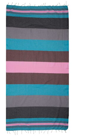 Hamamdoek CASABLANCA -100x190 cm - Zwart - petrol - roze